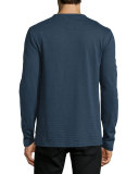Striped Slub-Knit Long-Sleeve T-Shirt, Midnight