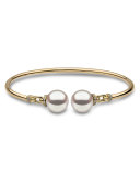 18K Yellow Gold & Pearl Bangle with Diamonds