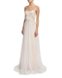 Strapless Sweetheart Embroidered Combo Gown 