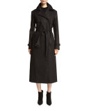 Belted Double-Breasted Cotton Trenchcoat, Black