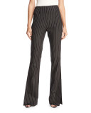 Grace Pinstripe Flare Trousers, Black/White