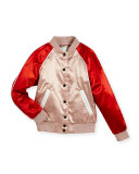 Bartinstead Satin Colorblock Varsity Jacket,