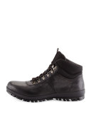 Lugged Leather Hiking Boot, Black