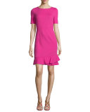 Serafina Crepe Sheath Dress, Vivid Pink