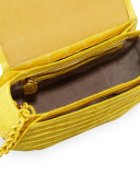 Crocodile Chain-Strap Saddle Bag, Yellow