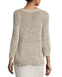 Rustic Twisted-Tape Bateau-Neck Sweater, Maple Oat