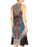 Spectra Side-Tiered A-Line Dress, Black/Blue