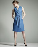 Bartolini Sleeveless Belted Shirtdress, Dark Blue
