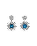 19mm Diamond & Hampton Blue Topaz Starburst Earrings