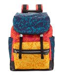 Alpina Large Notebook-Print Backpack, Blue/Red/Orange