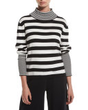 Striped Cotton Interlock Turtleneck