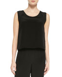 Silk Crepe Tank, Black