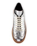 Eden Metallic Leather Creeper, Silver