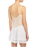 Caroline Lace-Front Short Chemise, Blue Mist