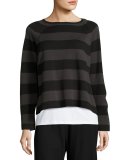 Striped Cropped Long-Sleeve Top