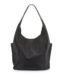 Bombé-T Leather Hobo Bag, Black