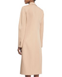 Long Open-Front Wool Coat, Suntan