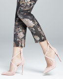 Marlenarock Crisscross Suede Red Sole Pump, Nude