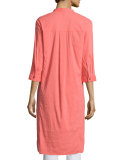 3/4-Sleeve Linen-Blend High-Low Dress