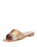 Falco Snakeskin Slide Sandal, Bronze