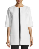 Half-Sleeve Long Cookie Jacket, Ivory