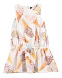Catalina Racerback Ice Cream Cone Dress, White, Size 2T-10