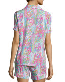 Sergeant Pepper Shorty Pajama Set, Pink/Turquoise, Women's