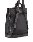 Pilot Leather-Trim Nylon Backpack, Black