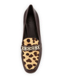 Gemini Link Calf-Hair Loafer, Coconut/Leopard