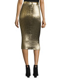 Brana Pleated Glitter Midi Skirt