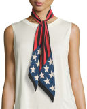 Stars and Stripes Super Skinny Silk Scarf, Black