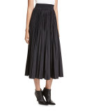 Pleated Midi Skirt, Black