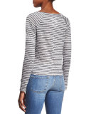 Henley Raglan-Sleeve Tee, Navy Stripe
