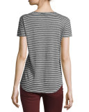 Lynnea Striped Linen V-Neck Tee, Phantom/White