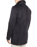 Lambskin Leather Coat w/Contrast Shearling Lining