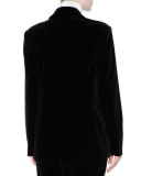 Double-Breasted Sporty Velvet Jacket, Black