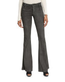 Suede Flare Pants, Charcoal