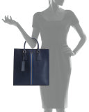 Large Saffiano Travel Tote Bag, Navy