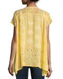 Wicktoria Georgette Eyelet Top, Soft Citron