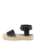 Edina Crocodile-Embossed Espadrille Sandal, Black