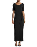 Short-Sleeve Ruched Jersey Maxi Dress 
