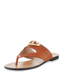 Sydney Leather Logo Thong Sandal, Brown