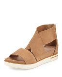 Sport Wide-Strap Leather Sandal, Wheat