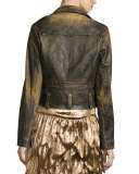 Dwight Distressed Leather Jacket, Black