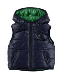 Hooded Reversible Puffer Vest, Size 3-24 Months