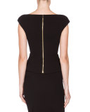 Abbey Square-Neck Peplum Tank, Black