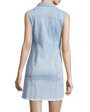 Effie Sleeveless Button-Front Shirtdress, Polished Stone