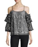 Nikita Cold-Shoulder Lace Blouse, Black