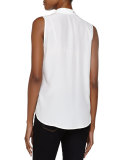Adalyn Sleeveless Linen Blouse, White