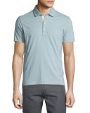 Mini-Stripe Short-Sleeve Polo Shirt, Green